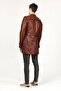 Deri̇club Getafe Men's K Double-Breasted Collar Genuine Leather Trench Coat Kanyak - 6