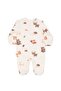 Unisex Ecru Brown Gazelle Patterned Long Sleeve Beret Overalls with Gloves - 3