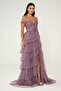Off-Shoulder Dusty Rose Glitter Tulle Skirt Evening Dress - 60 - 2