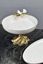 White Butterfly Candle Legged Porcelain Salad Presentation Bowl