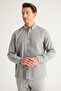 Men's Gray Slim Fit Narrow Cut Classic Collar Organic Cotton Shirt - 4