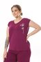 Plus Size Comfortable Pajama Set with Shorts, Double Curve Cotton 2-Piece Top and Bottom Set, Burgundy - 6