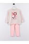 Floral Applique Pattern Winter Sweatshirt Leggings Bottom-Top Set Girl's - 4