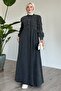 Black Pocketed Denim Dress with Two Pockets