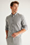 Men's Gray Slim Fit Narrow Cut Classic Collar Organic Cotton Shirt - 5