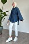 Wide Sleeve Drawstring Blue Denim Tunic - 6