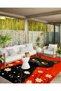 Schwan Collection Red Theme Black Cat and Daisy Patterned Modern Decorative Carpet 01 - 3