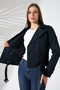 Women's Lined Belted Pocketed Water Repellent Fabric Crop Trench Coat Navy Blue - 7