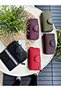 Genuine Leather Wallet Claret Red 100% Genuine Leather 16 Card Compartment Lock System Snap Fastener Zipper Portfolio Soul - 5
