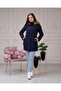 Navy Blue Fur Lined and Waterproof Women's Winter Coat & Coat - 4