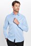 Modern Slim Fit Long Sleeve Plain Satin Cotton Men's Blue Shirt - 2