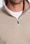 Unisex Relax Fit Comfortable Cut Cotton Fleece Inside Half Zipper Stone Color D Mock Neck Sweatshirt - 5