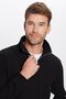 Unisex Relax Fit Comfortable Cut Ribbed Cotton Half Zipper Black Stand Collar Sweatshirt
