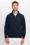 Unisex Relax Fit Comfortable Cut Ribbed Cotton Half Zipper Navy Blue Stand Collar Sweatshirt - 5