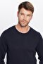 Men's Slim Fit Slim Fit Crew Neck Honeycomb Patterned Navy Blue Knitwear Sweater