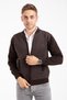 Men's Middle-Aged and over Knitwear Knitted Acrylic Zippered Winter Dad Cardigan 2062-Brown Color