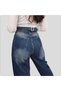 Baggy Jeans with Buckle Detail, Dark Blue, Tint Chemical, Super High Waist, Without Lycra