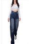 Baggy Jeans with Buckle Detail, Dark Blue, Tint Chemical, Super High Waist, Without Lycra - 4
