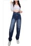 Baggy Jeans with Buckle Detail, Dark Blue, Tint Chemical, Super High Waist, Without Lycra - 5