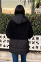 Hooded Quilted Paneled Long Plush Coat - 5