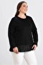 Women's Plus Size Sleeve Hem Tassel Sequin Crew Neck Stretchy Viscose Long Sleeve Blouse