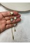 Stainless Anti-Tarnish White Stone Gold Color Double-Way Clover Van Cleeff Steel Bracelet - 2