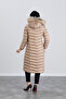 Women's Beige Long Puffer Jacket - 7