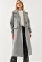 Women's Gray Sleeve Embroidery Detail Long Cashmere Coat 2496 60261001