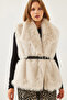 Women's Cream Fur Belted Vest 6804 60351242 - 5