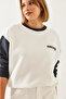 Women's White Gray Printed Piecework Sweatshirt 60351255 - 2
