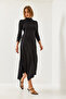 Women's Smoked Asymmetrical Cut Half Turtleneck Dress 60351230 - 3
