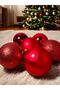 Red Colored Cici Ball 4 cm 6 Pieces Red Christmas Ball New Year Pine Tree Ornament Drawstring Ornament - 5