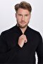 Men's Classic Fit Regular Cut Woolen Zippered Black Stand Collar Knitwear Sweater