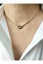 Steel Mesh Chain Black Enameled Leyla Necklace - 2