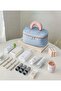 Candy Blue Pink Inner Sections Adjustable Makeup Bag Cosmetic and Travel Bag - 4