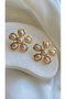 Gold Flower Model Pearl Stone Earrings
