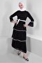 Women's Black Ruffle Belted Dress - T 6109 - 3