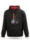 Black Unisex Lighthouse Sailing Design Sweatshirt Hooded Printed Cotton Kangaroo Pocket Women Men