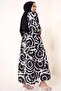 WOMEN'S BLACK PATTERNED BELLOW DRESS T 744 - 3