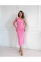 One Shoulder Candy Pink Rose Detailed Tulle Dress - 3