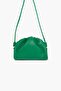 Cross Strap Green Leather Bag with Snap Fasteners and Zipper Olivia