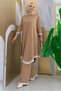 WOMEN'S TAN STONE TROUSERS Knitwear Suit T 90332 - 2