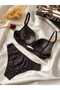 Basic Knit Patterned Light Support Bra Set - 2