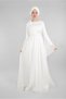 WOMEN'S CREAM FLOWER ACCESSORIES EVENING DRESS T 50393 - 2