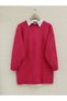 Knitted tunic with diamond pattern - fuchsia