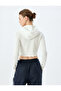 Long Sleeve Slim Fit Ribbed Printed Hooded Crop T-Shirt - 4