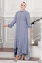 Buttoned Aerobin Hijab Double Set Gray