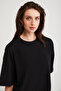 Martına Women's 100% Organic Cotton Regular Fit Regular Fit Crew Neck Basic Black T-Shirt - 6
