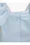 Short Balloon Sleeve Square Neck Lined Crop Blouse - 3