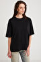Martına Women's 100% Organic Cotton Regular Fit Regular Fit Crew Neck Basic Black T-Shirt - 3